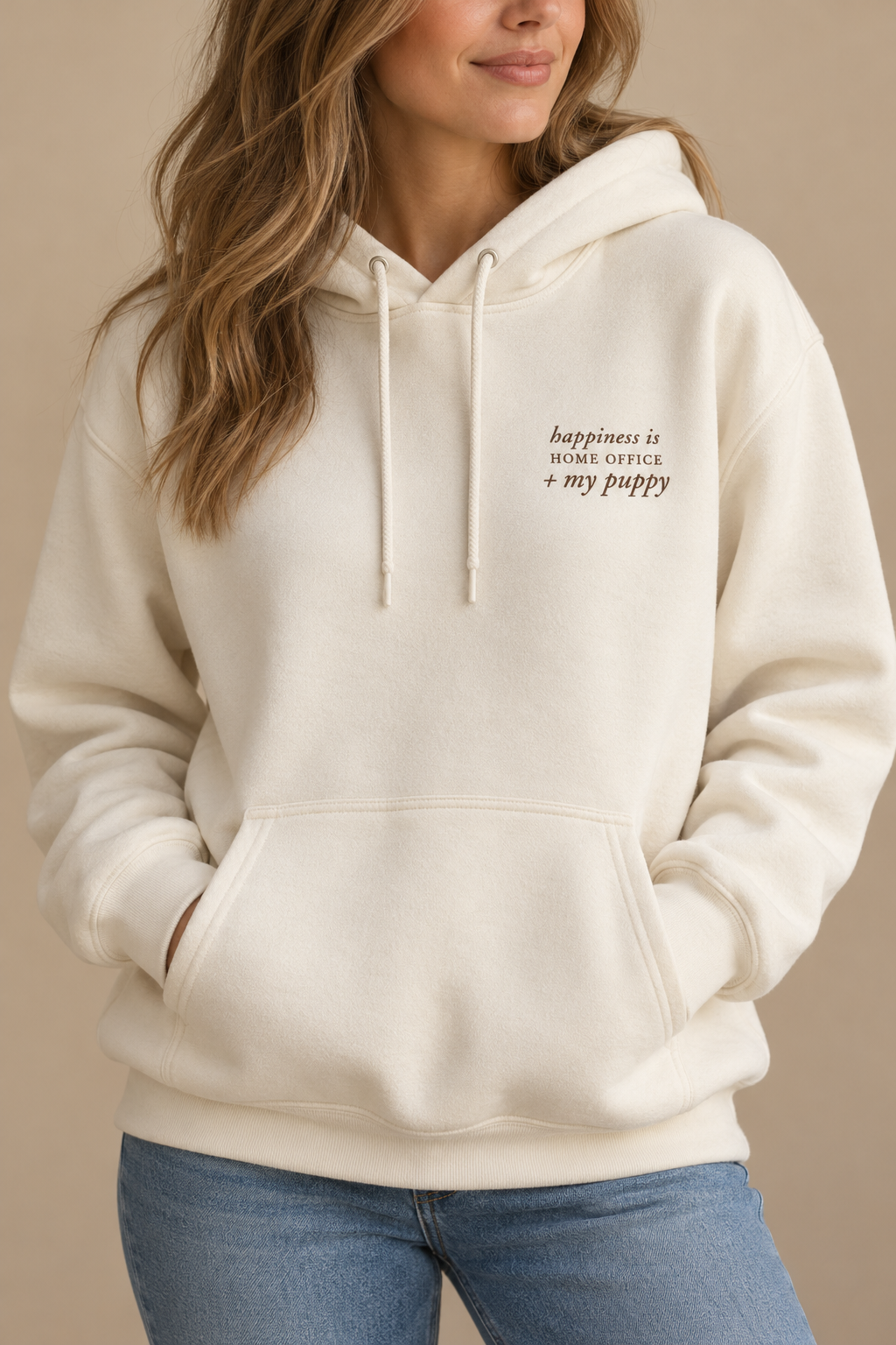 Happiness Home Office & My Puppy Embroidered Hoodie
