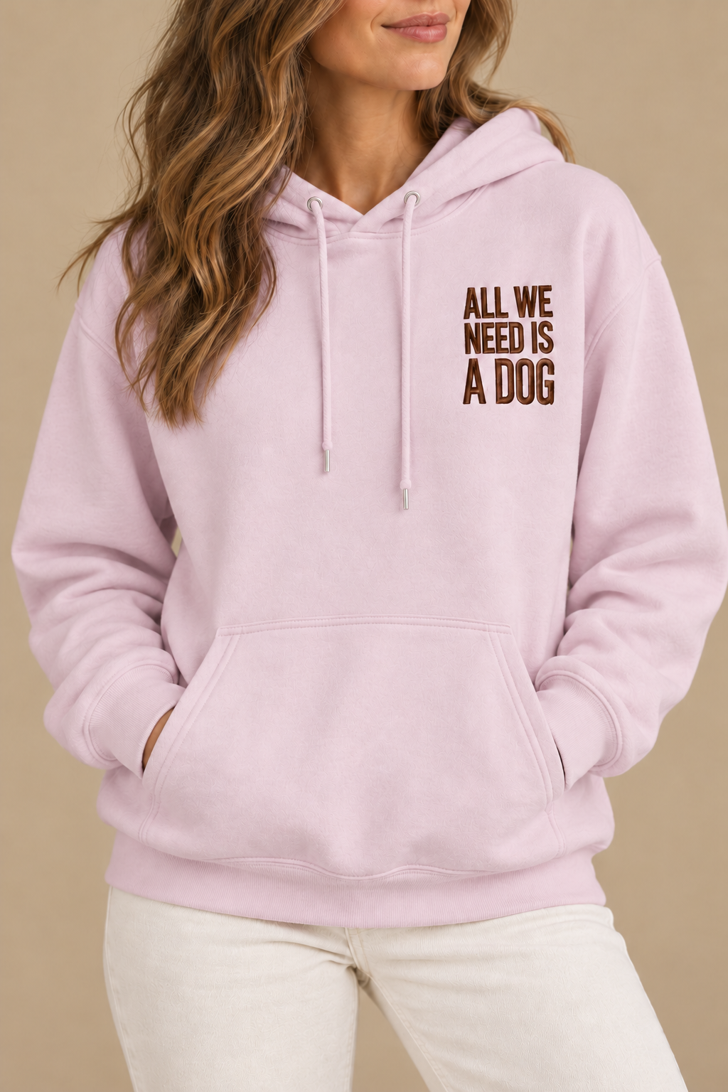 All We Need Is a Dog Classic Embroidered Hoodie — supplier colour reference matched
