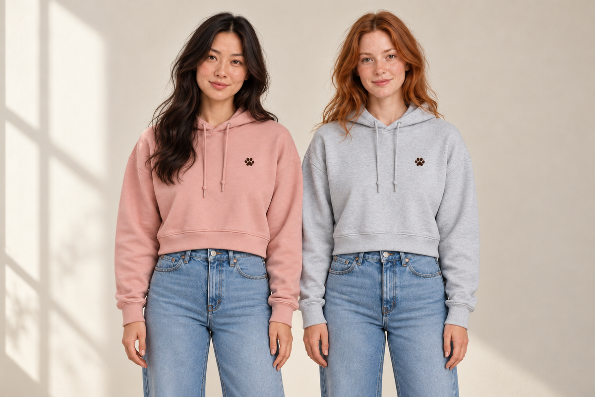 Signature Paw Women’s Cropped Cotton Hoodie